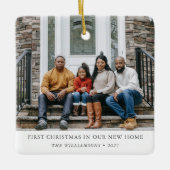 初めてのクリスマス新しいホームパーソナライズされたファミリフォト セラミックオーナメント (正面)