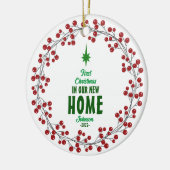 初めてのクリスマス新しいホーム会社のロゴ セラミックオーナメント (左)