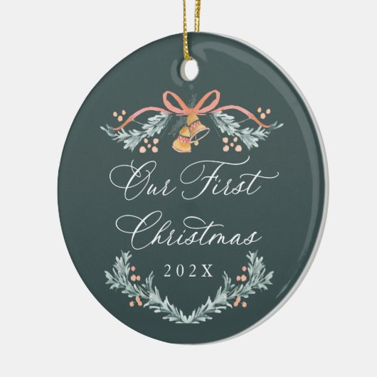 初めてのクリスマス新婚写真オルナメント セラミックオーナメント (左)