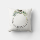 初めてのクリスマス新婚夫婦の写真 白と緑 クッション (正面)