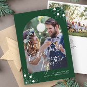 初めてのクリスマス新婚夫婦アーチ写真雪の結晶 シーズンカード