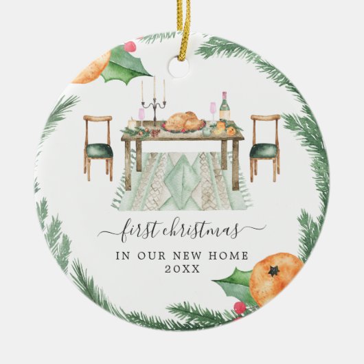 初めてのクリスマス新居 ターキーディナー セラミックオーナメント (正面)