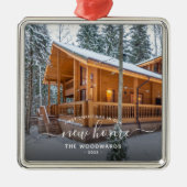 初めてのクリスマス新居 ホワイト手書き体 メタルオーナメント (正面)
