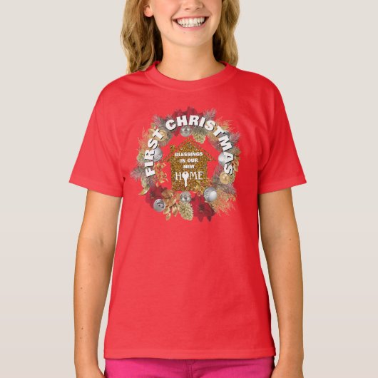 初めてのクリスマス新居 マッチングファミリー Tシャツ (正面)