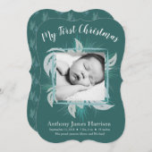 初めてのクリスマス新生児のお知らせホリデーカード シーズンカード (正面/裏面)