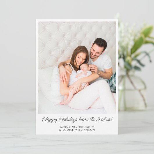 初めてのクリスマス新生児ファミリーフォト写真 シーズンカード (スタンド正面)