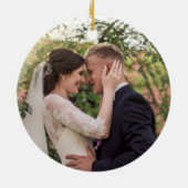 初めてのクリスマス新規写真名日付フローラ セラミックオーナメント (裏面)