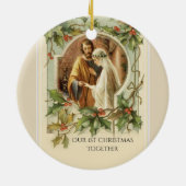 初めてのクリスマス新郎新婦ヴァージンメアリーカトリック セラミックオーナメント (裏面)