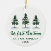 初めてのクリスマス書道パインズフォトバック セラミックオーナメント (正面)