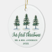 初めてのクリスマス書道パインズフォトバック セラミックオーナメント (左)