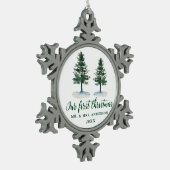 初めてのクリスマス書道水彩二松 スノーフレークピューターオーナメント (左)