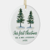 初めてのクリスマス書道水彩二松 セラミックオーナメント (右)