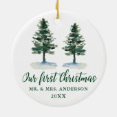 初めてのクリスマス書道水彩二松 セラミックオーナメント (裏面)