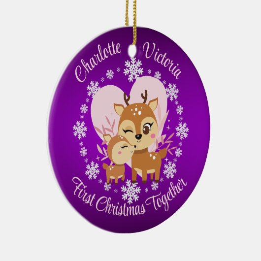 初めてのクリスマス母と娘トナカイ セラミックオーナメント (右)