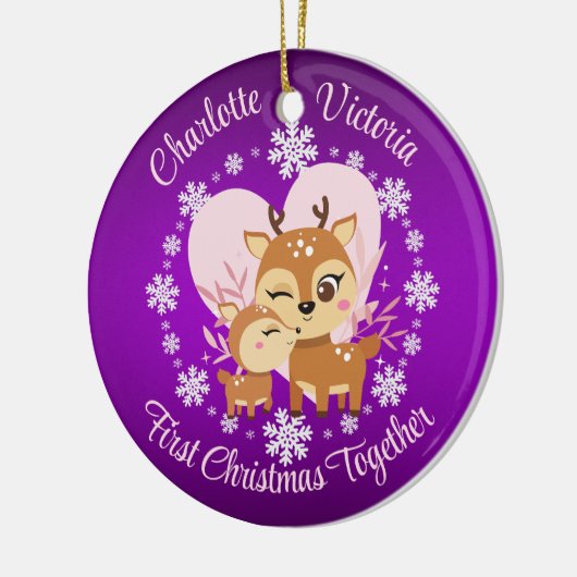 初めてのクリスマス母と娘トナカイ セラミックオーナメント (左)