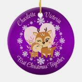 初めてのクリスマス母と娘トナカイ セラミックオーナメント (裏面)