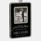 初めてのクリスマス氏および夫人Holiday Photo Ornament シルバープレートフレームオーナメント (右)
