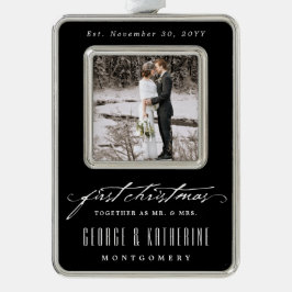 初めてのクリスマス氏および夫人Holiday Photo Ornament シルバープレートフレームオーナメント