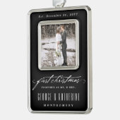 初めてのクリスマス氏および夫人Holiday Photo Ornament シルバープレートフレームオーナメント (左)