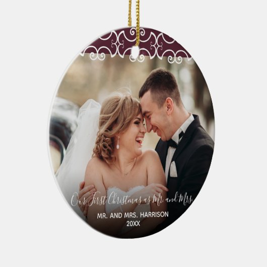 初めてのクリスマス氏及びバーガンディ2夫人の写真 セラミックオーナメント (右)