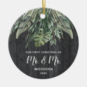 初めてのクリスマス氏・ミスター・パーソナライズされたゲイ結婚 セラミックオーナメント (正面)