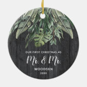 初めてのクリスマス氏・ミスター・パーソナライズされたゲイ結婚 セラミックオーナメント (裏面)