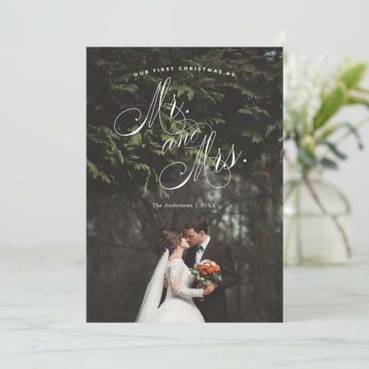 初めてのクリスマス氏&ミセス・ホリデー・フォトカード シーズンカード (スタンド正面)