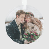 初めてのクリスマス水婚約した彩バラ写真 オーナメント (裏面)