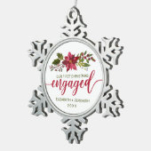 初めてのクリスマス水婚約した彩ポインセチア スノーフレークピューターオーナメント (右)