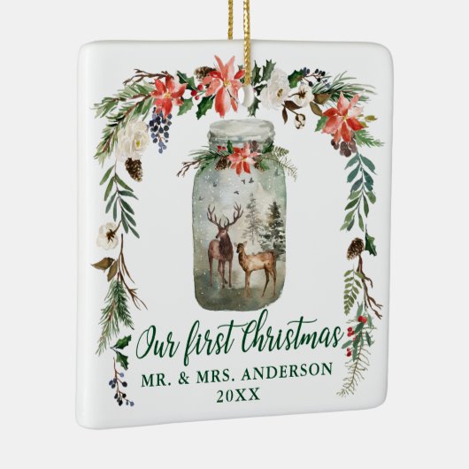 初めてのクリスマス水彩フローラディアグリーン セラミックオーナメント (右)