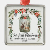 初めてのクリスマス水彩冬のフローラ メタルオーナメント (正面)