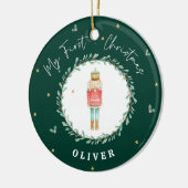 初めてのクリスマス水色くるみ割りグリーン セラミックオーナメント (左)