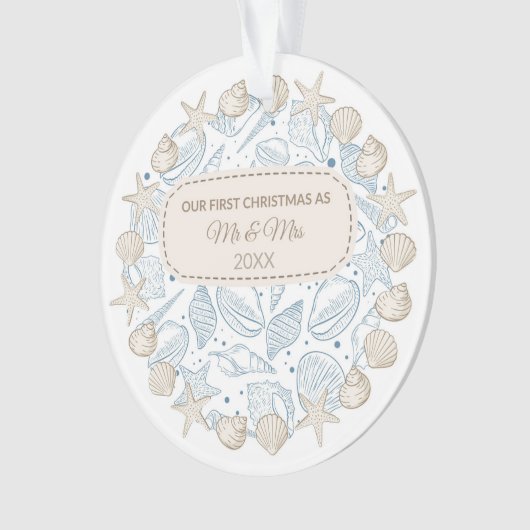 初めてのクリスマス沿岸クリスマスデコールシーシェル オーナメント (正面)