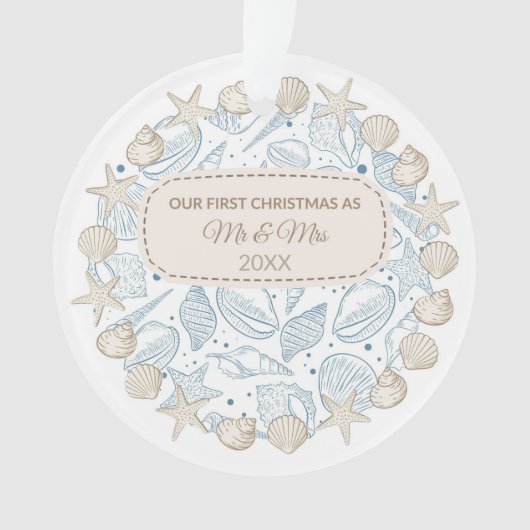 初めてのクリスマス沿岸クリスマスデコールシーシェル オーナメント (正面)