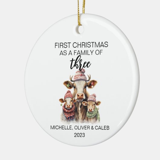 初めてのクリスマス牛の三科 セラミックオーナメント (左)