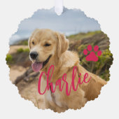 初めてのクリスマス犬の永遠のホーム写真名 オーナメントカード (正面)