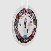 初めてのクリスマス独身のズマザーサンタハットフォトオルナ オーナメント (正面)