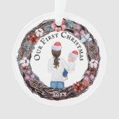 初めてのクリスマス独身のズマザーサンタハットフォトオルナ オーナメント (正面)