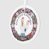 初めてのクリスマス独身のマザーサンタハットPHOTO オーナメント (正面)