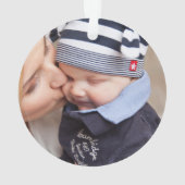 初めてのクリスマス独身の金髪のお母さんベビー写真 オーナメント (裏面)