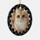 初めてのクリスマス猫スノーフレークフレーム写真 セラミックオーナメント (右)