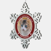 初めてのクリスマス猫写真名Pawプリントカスタム スノーフレークピューターオーナメント (右)