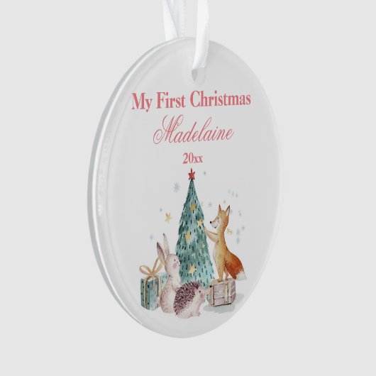 初めてのクリスマス生まれたばかりのオーナメント森林動物 オーナメント (正面)