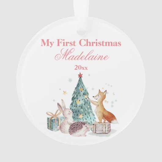 初めてのクリスマス生まれたばかりのオーナメント森林動物 オーナメント (裏面)