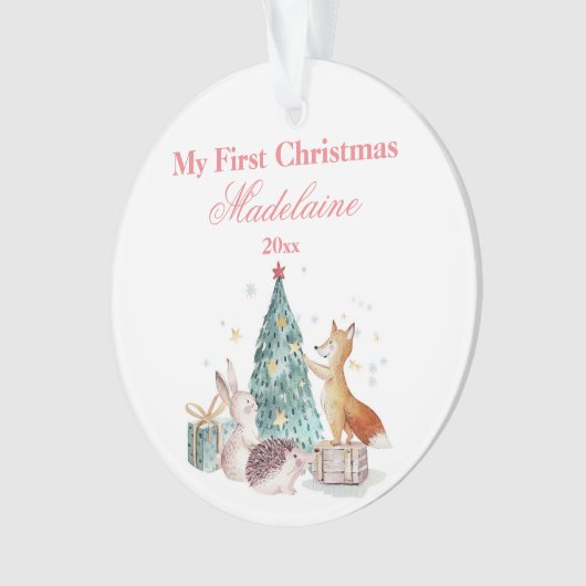 初めてのクリスマス生まれたばかりのオーナメント森林動物 オーナメント (正面)