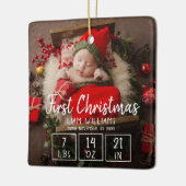 初めてのクリスマス生まれたばかりのベビー誕生統計1枚 セラミックオーナメント (左)
