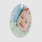 初めてのクリスマス男の赤ちゃんスノーフレークフレームフォト オーナメント (正面)