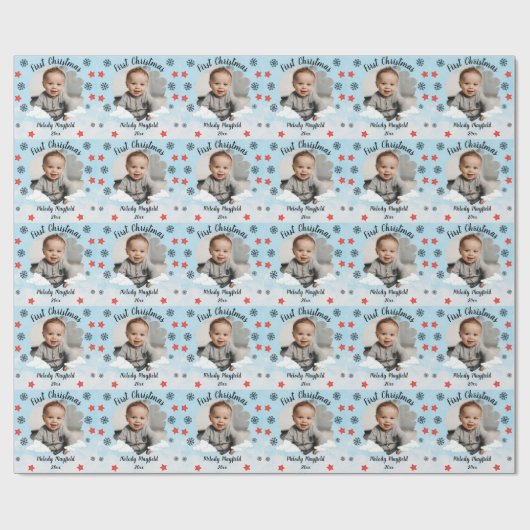 初めてのクリスマス男の赤ちゃんパーソナライズされた写真2022 ラッピングペーパー (フラット)