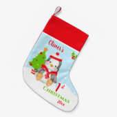 初めてのクリスマス男の赤ちゃんペンギン スモールクリスマスストッキング (正面 (吊り時))
