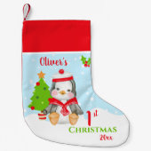 初めてのクリスマス男の赤ちゃんペンギン スモールクリスマスストッキング (正面)